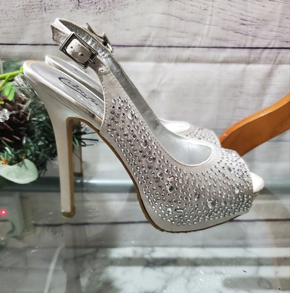 Candies Silver Rhinestone Heels - Picture 6 of 12